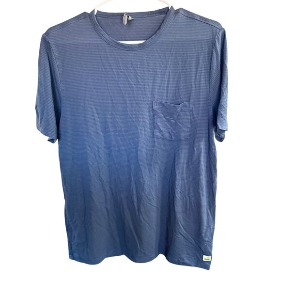 Vuori Shirt Mens Medium Blue Linear Tech Performance Tee Pocket Stretch V196 - Picture 1 of 7